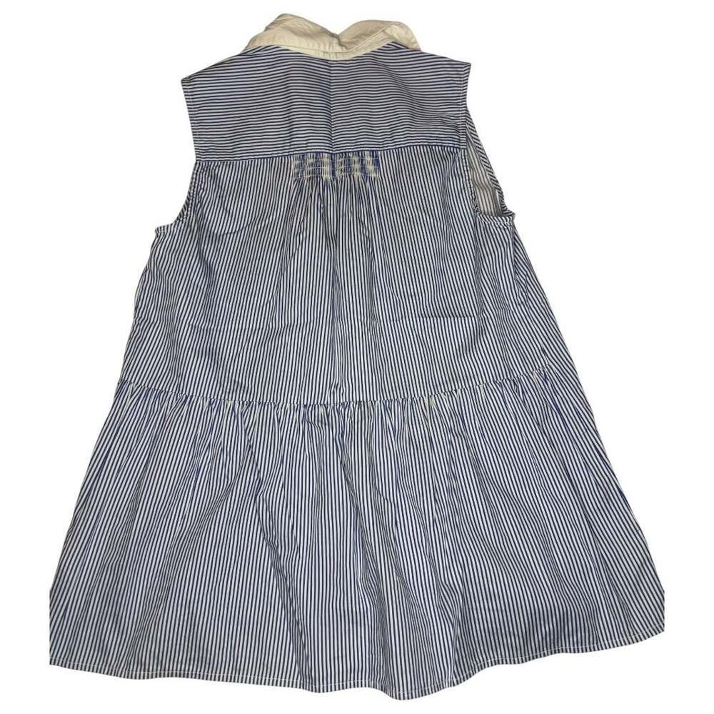 Kate Spade Broome Street Blue and White Striped Sleeveless Button-Up Blouse - Picture 3 of 7